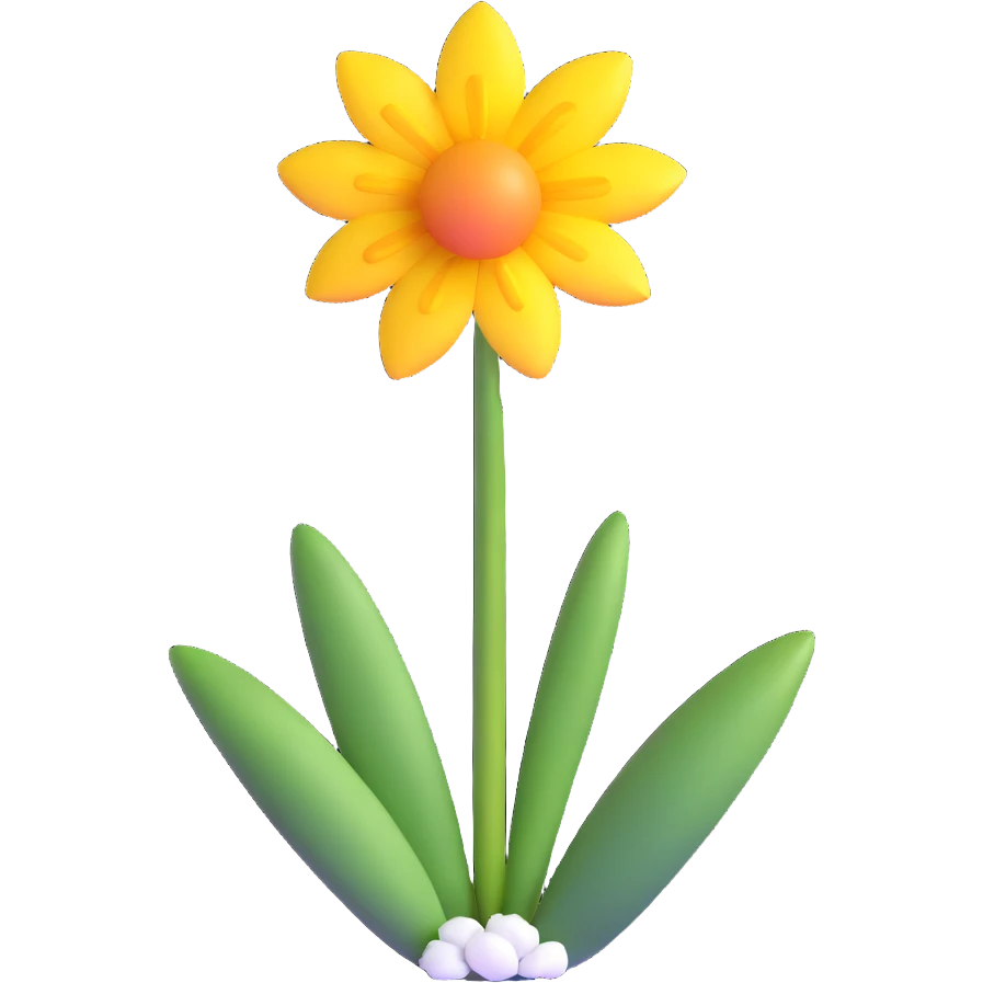 snowdrop flower with sun emoji