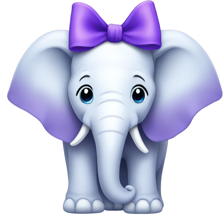 White elephant with blue & purple bow emoji