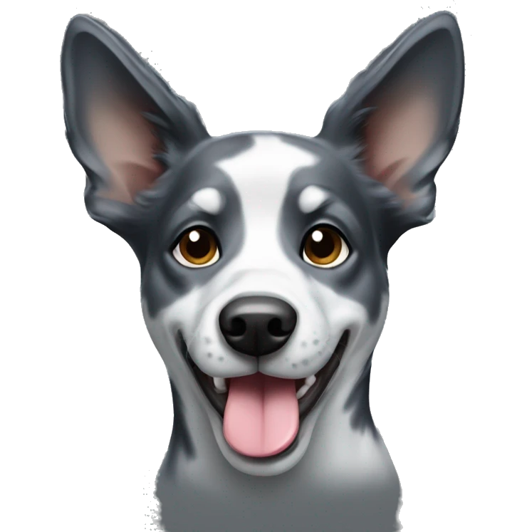 black and grey blue healer dog with its tongue out  emoji