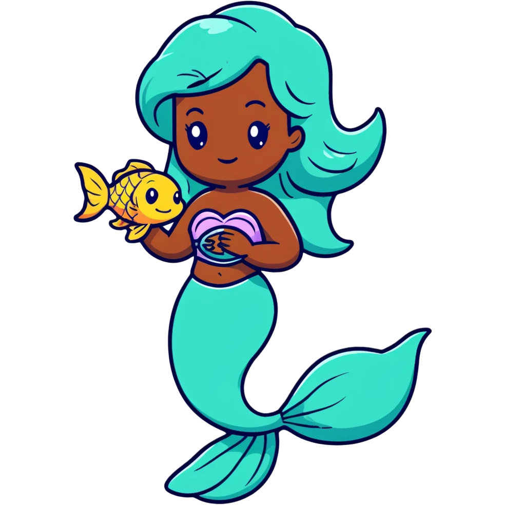 full body black mermaid with dark skin and fish tail emoji