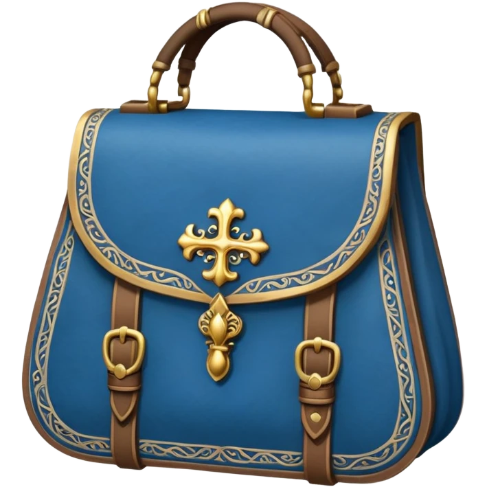 dnd item icon, medieval bag in blue, front view emoji