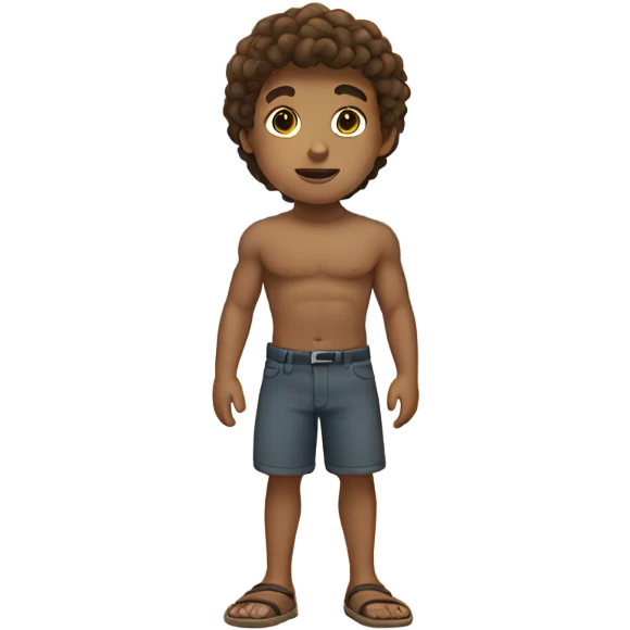 A strong boy with brown hair on the beach emoji