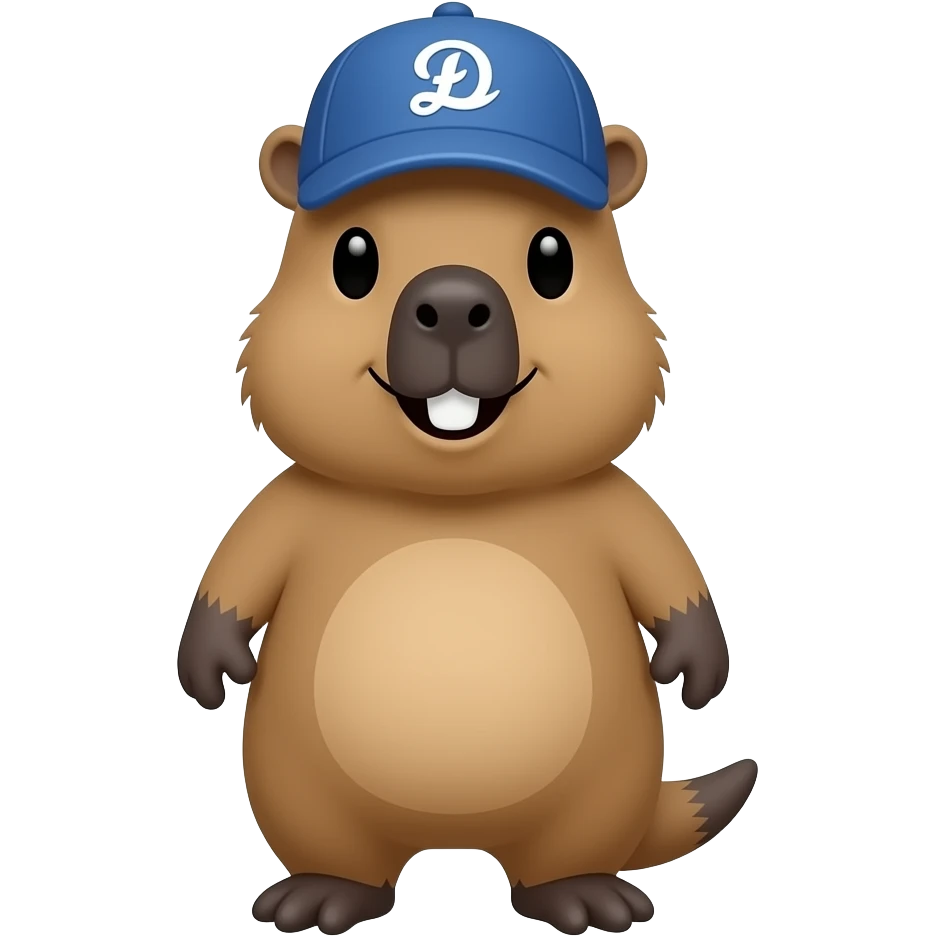 sigma capybara with dodger hat smiling emoji