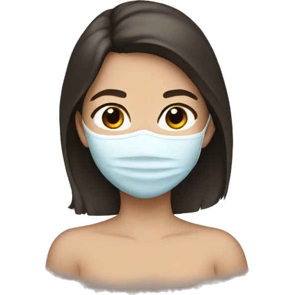 Brunette girl with a facemask emoji