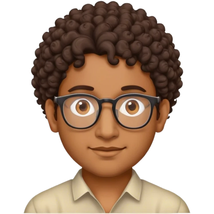 Brahmin indian guy with glasses, curly hair, and brown skin emoji