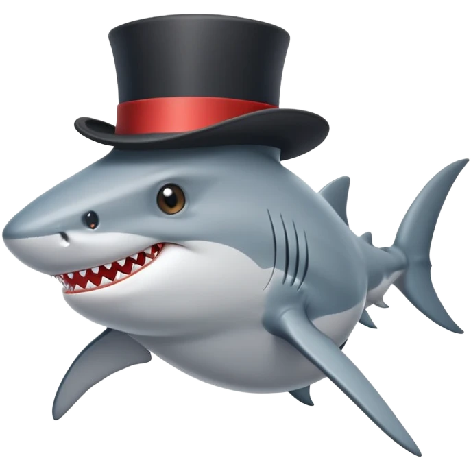 Shark with a top hat emoji