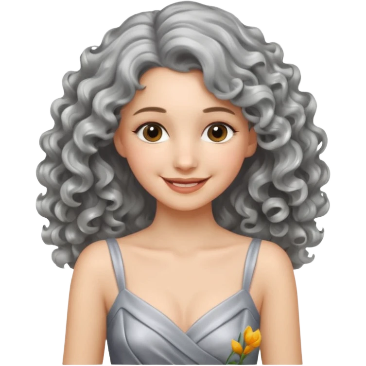 silver, wavy/curly hair shorter than shoulder-length smiling lady giving hug emoji
