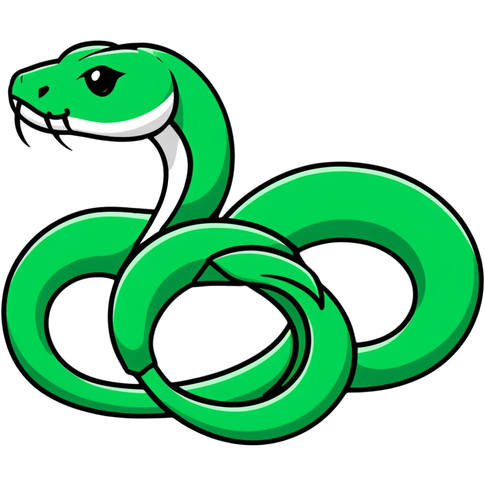Geometric Maya style snake - sneaky message, strictly white and deep dark green only, angular sharp lines emoji