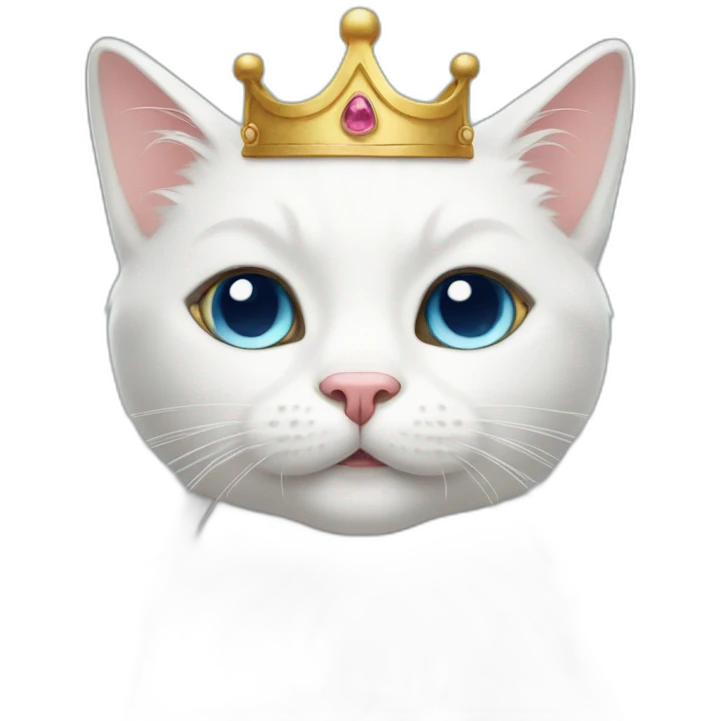 cute white cat in a crown emoji