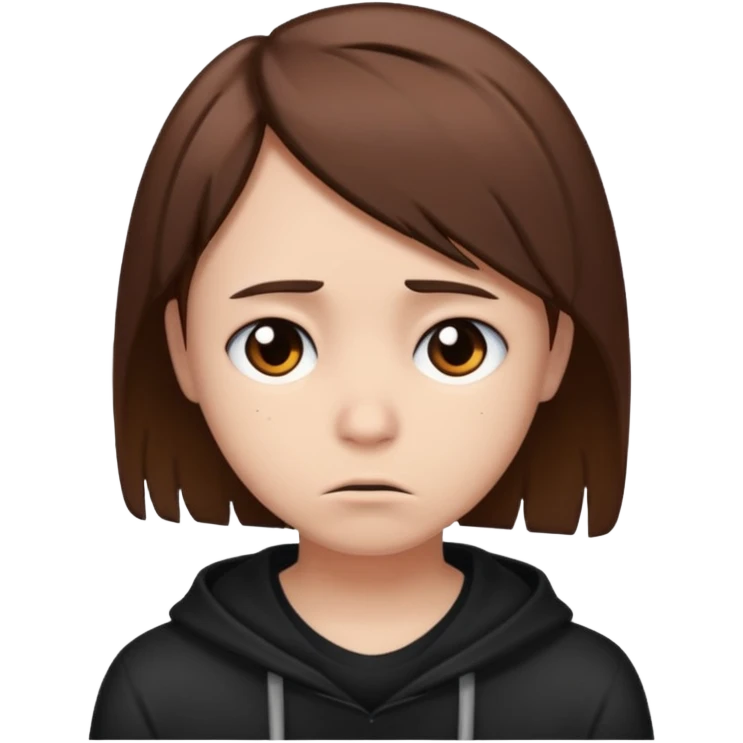 emo with brown hair, sad expression emoji
