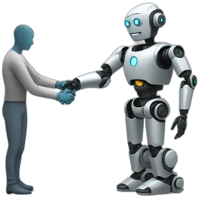Robot and human shake hands emoji