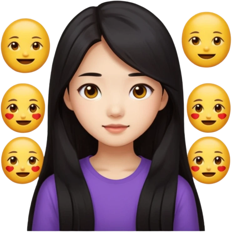 long dark hair asian girl emoji pack for twitch emoji