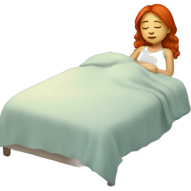 A red-haired girl sleeping on the bed  emoji
