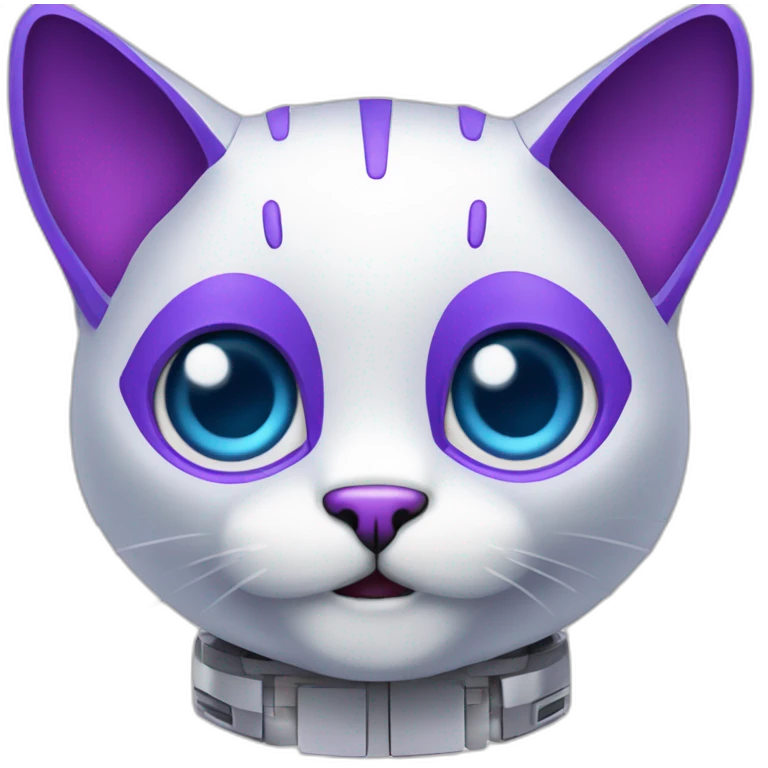 gato robot azul y violeta emoji