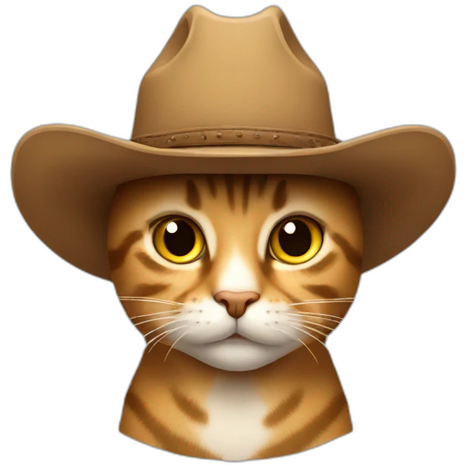a tabby cat with a cowboy hat emoji