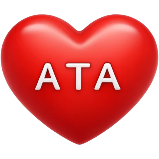 A red heart that says ATA inside emoji