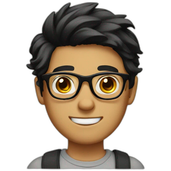 Handsome boy With attractive glasses and black hair emoji