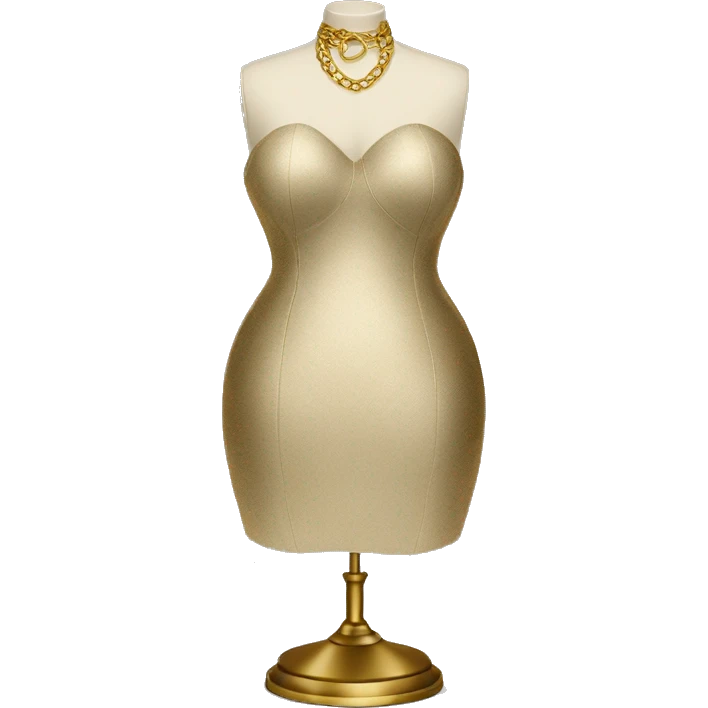 Plus size dress form with vintage gold stand emoji