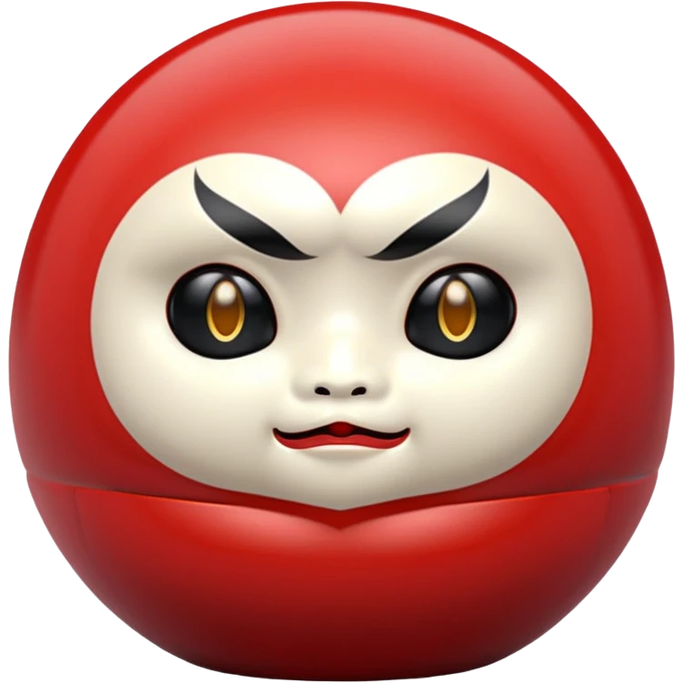 daruma doll, Round body, smooth glossy surface, cutefacial, red primary color with gold details. emoji