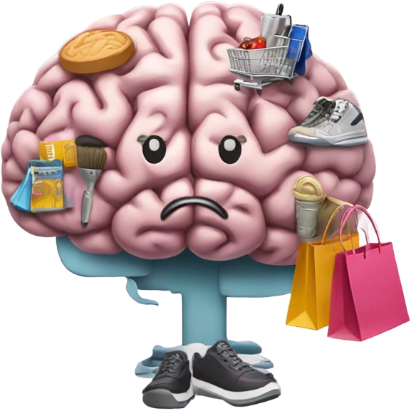 brain thinking shopping makeup handbags clothes footwear food   emoji
