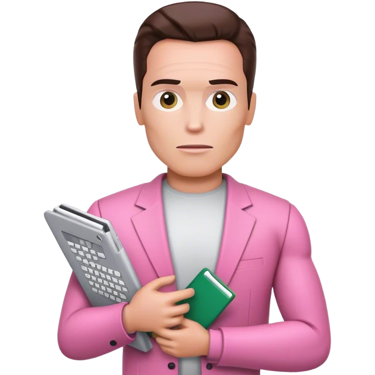 schwarzenegger-looking half robotic half human pink terminator holding Microsoft excel pink folder emoji