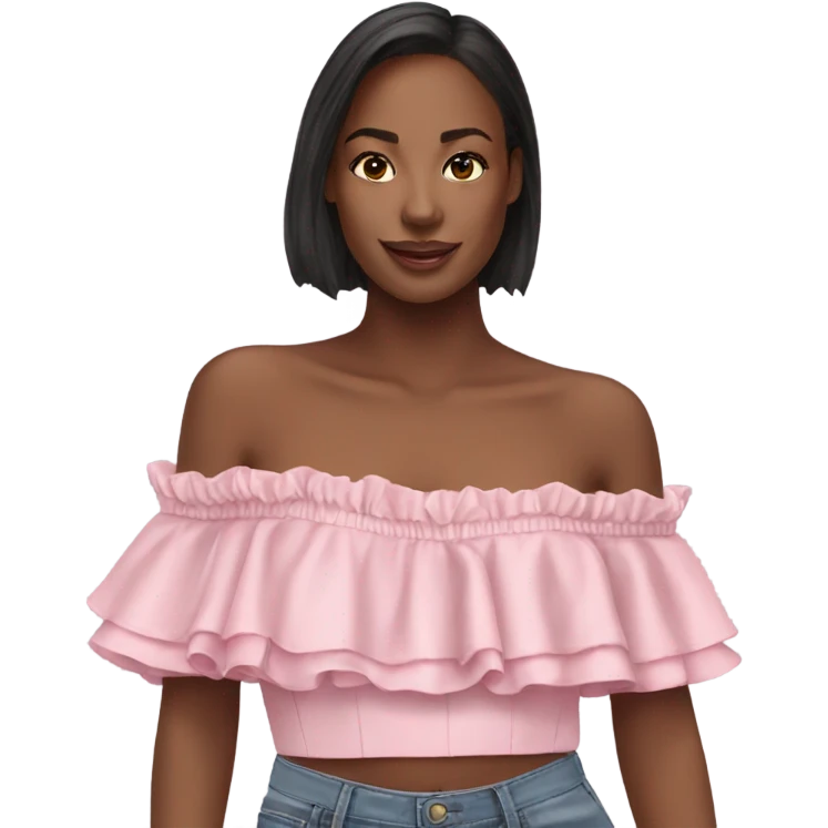 Realistic pink ruffle off shoulder top, isolated emoji