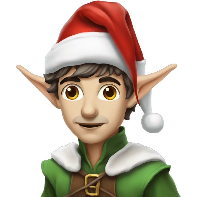 rogue male elf fantasy wearing santa hat emoji