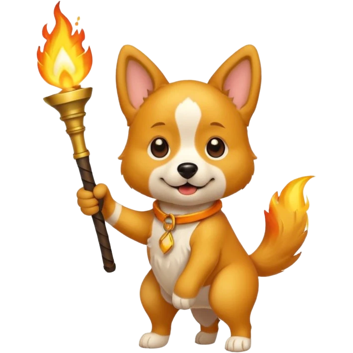 An dog holding torch emoji