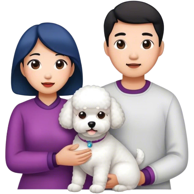 Asian man and woman with a bichon emoji