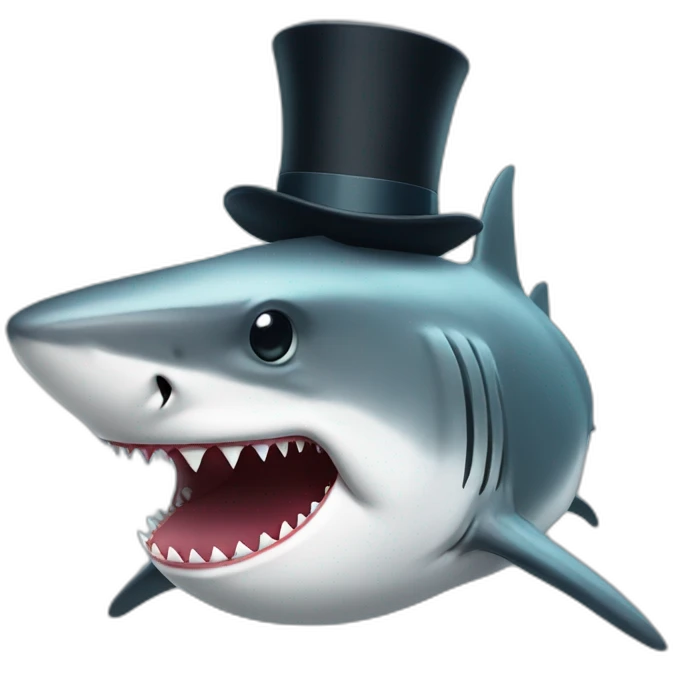 Shark with a top hat emoji