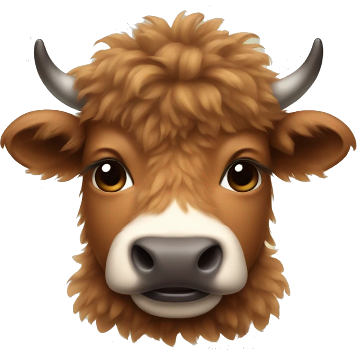 brown fluffy baby scottish cow with a small bow on head emoji