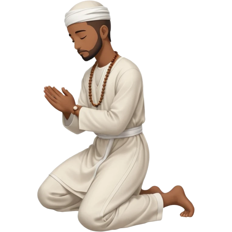 молящийся черный  мусульманин в полный рост с боку на коленях emoji