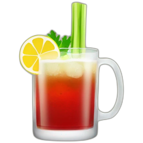 red cocktail with celery and lemon in a mug of beer emoji