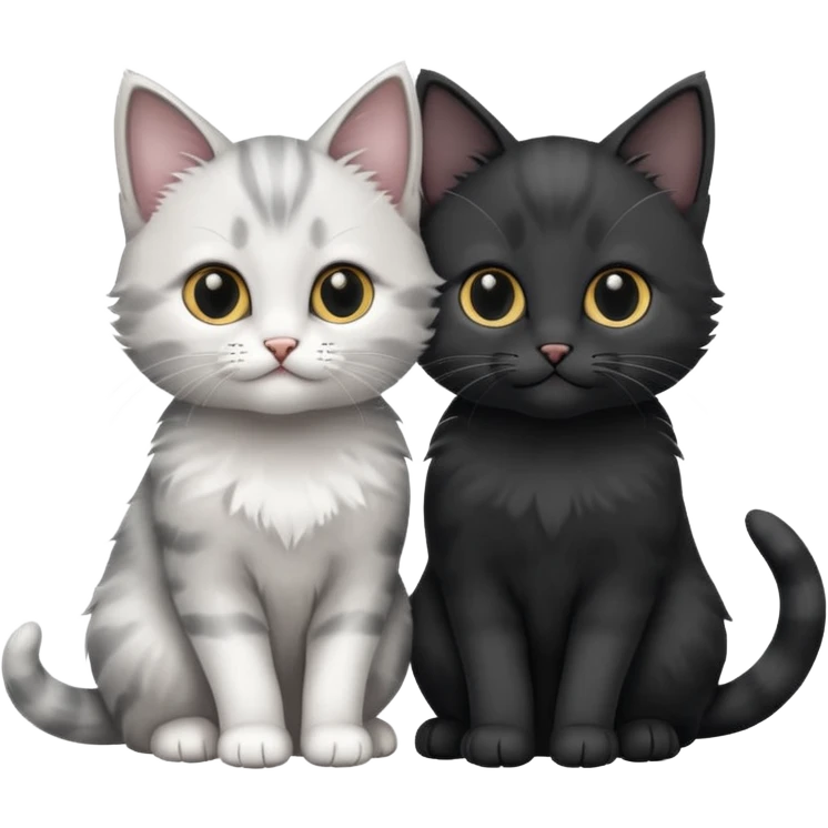 White and grey kitten and black cat emoji