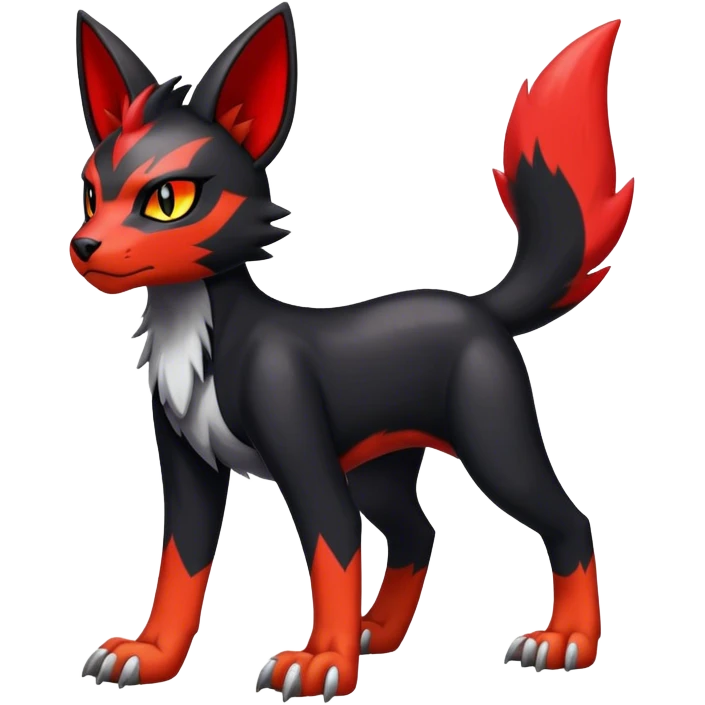 Cool edgy Torracat-Houndour-Digimon, full body emoji