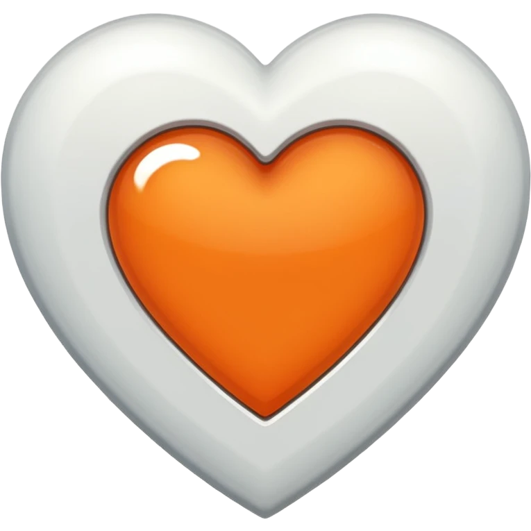 white heart with metallic orange border emoji