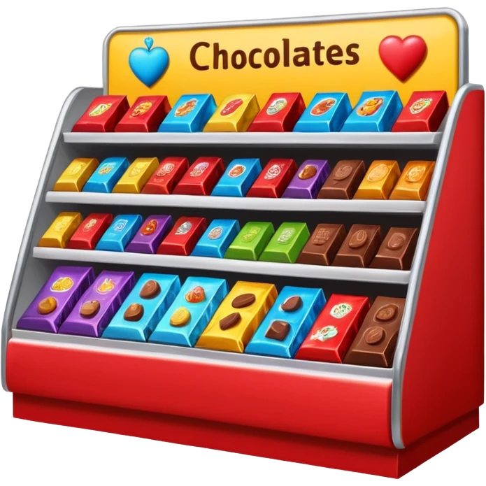 supermarket stand with chocolates and sweets emoji
