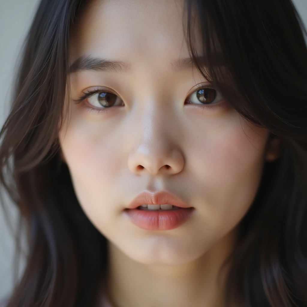 Jisoo from Blackpink, close-up portrait, photorealistic, natural lighting, soft expression emoji