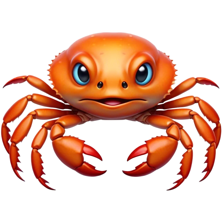 Cinematic Comical Baby Crab Portrait Emoji, Head tilted dramatically with an exaggeratedly shocked expression, featuring a tiny, vibrant carapace with wide, comically expressive eyes full of playful disbelief and miniature, animated pincers, Simplified yet hilariously expressive features, highly detailed, glowing with a slightly sassy coastal glow, high shine, dramatic yet playful, stylized with an air of cheeky seaside mischief, soft glowing outline, capturing the essence of a meme-worthy baby crab that looks ready to pinch its way into viral fame! emoji