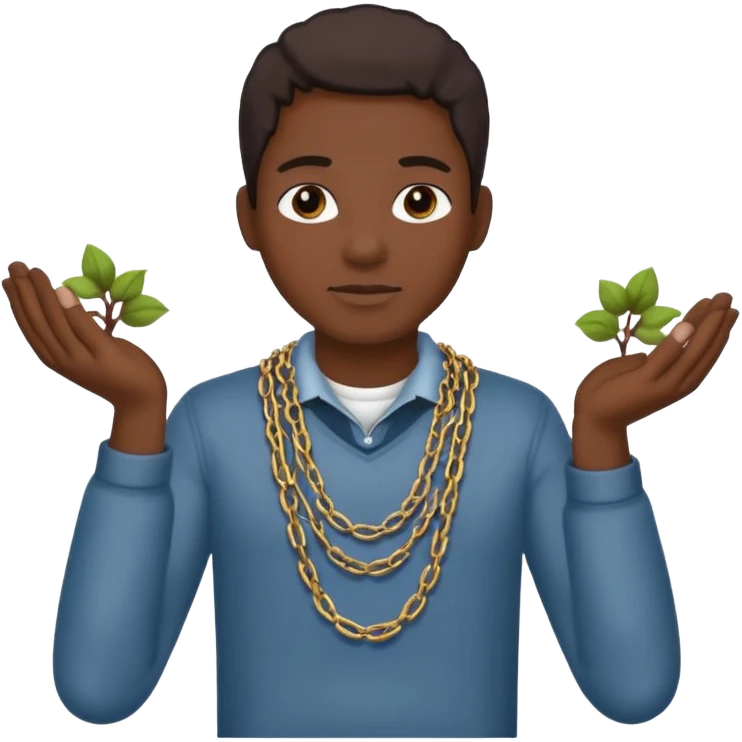 Black person picking cotton with chains around his hand and neck  emoji