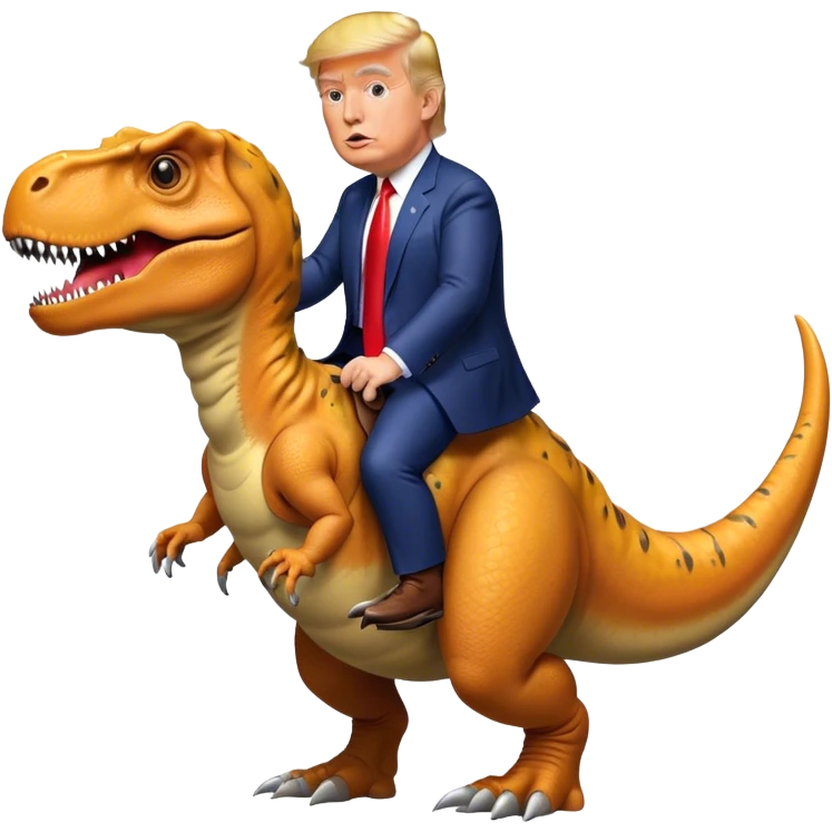 Donald Trump riding a t-Rex emoji