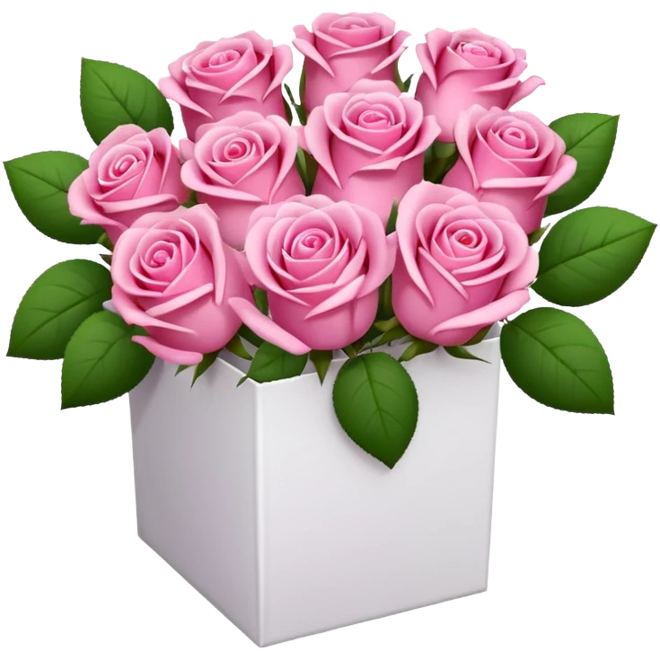 bouquet of pink 30 roses in a white box emoji