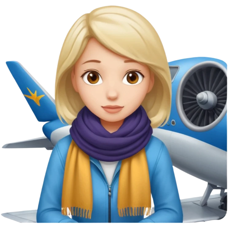 girl sitting on top of an airplane, simple, clear, no text emoji