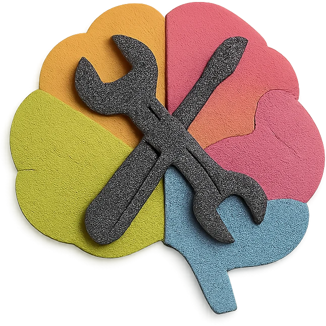 colorful brain with tools inside emoji