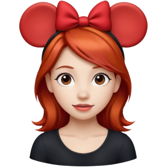 red haired girl with red mickey ears emoji