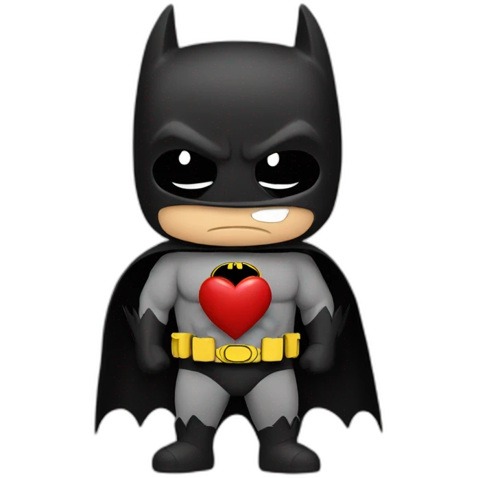 Batman kissing with a heart emoji