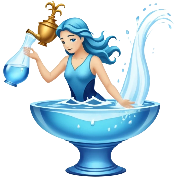 The zodiac symbol Aquarius. A mystical beautiful water bearer, pouring water from a large vase emoji