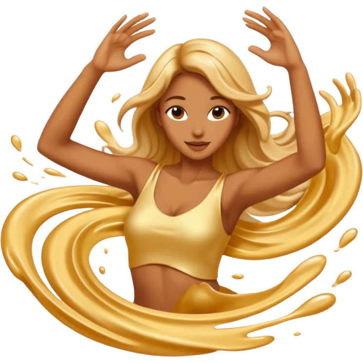 Golden liquid around the dancing hands emoji