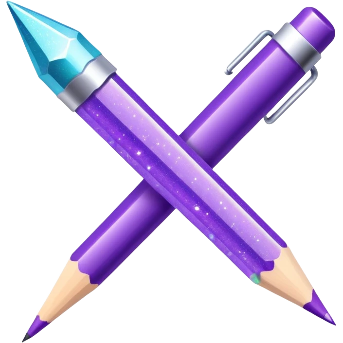 Glitter Purple and Cian pencil hand write  emoji