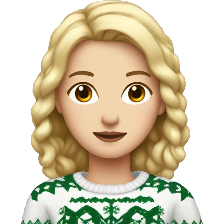 White Girl wearing in Christmas sweater  emoji
